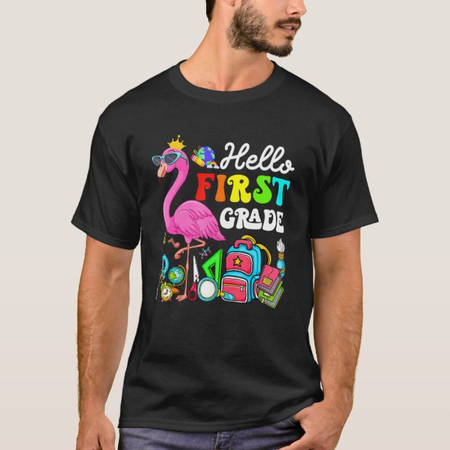 T-shirt Hello Première Grade Flamingo Back To School First (Devant)