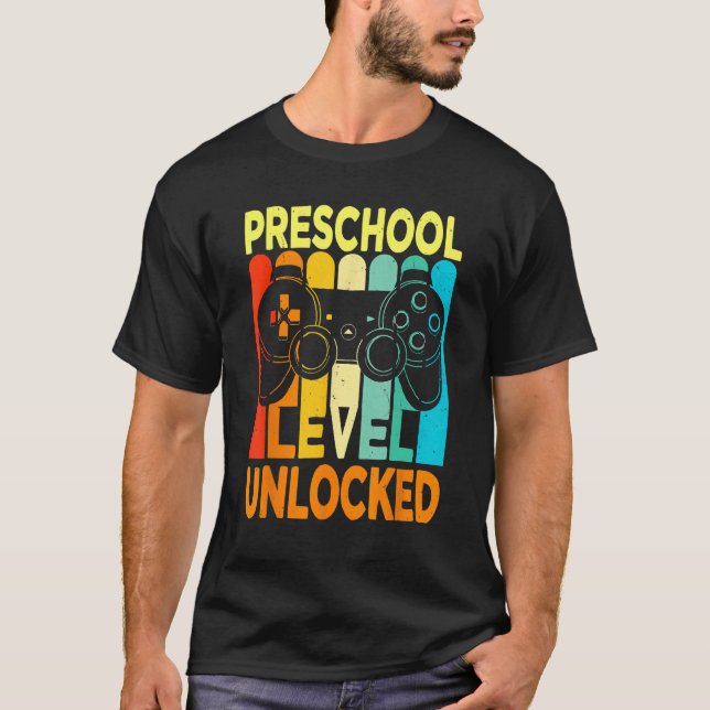 T-shirt Hello Preschool Level Unlocked Video Game Back To  (Devant)