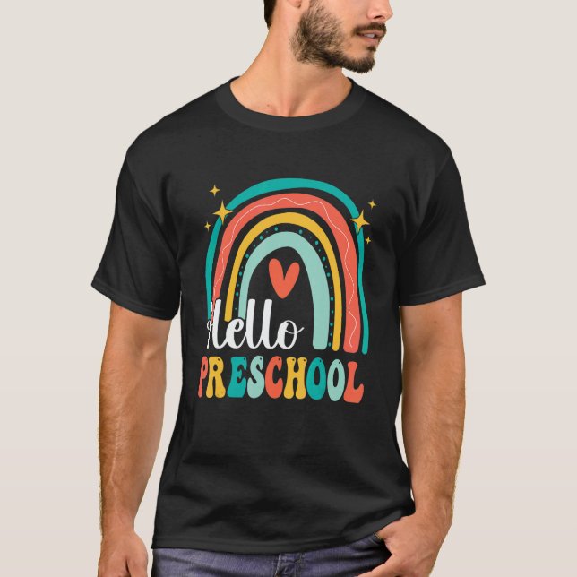 T-shirt Hello Preschool Rainbow for Teachers Girls Kids Fi (Devant)