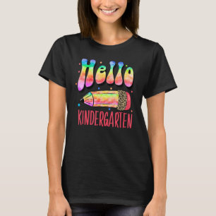 T-shirt Hello School Leopard Tie Dye Pencil Hello Kinder