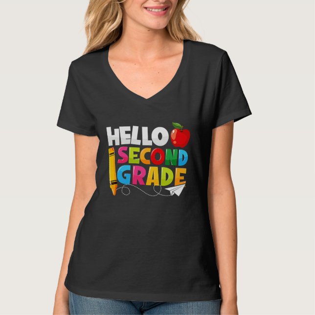 T-shirt Hello Second Grade  2nd Grade Back To School Kids (Devant)