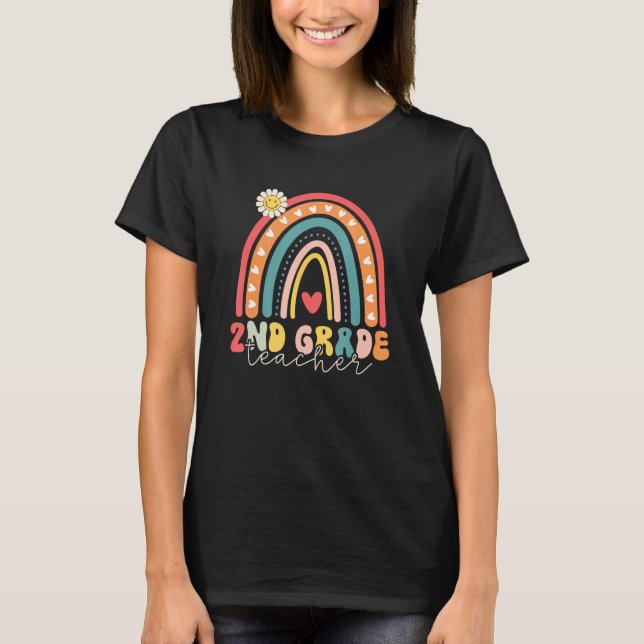 T-shirt Hello Second Grade Rainbow Back To School 2nd Grad (Devant)