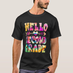T-shirt Hello Second Grade Tie Dye Premier Jour Mignonne R
