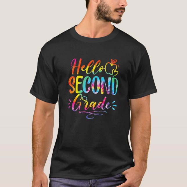 T-shirt Hello Second Grade Tie Dye Team 2e Grade Retour à (Devant)
