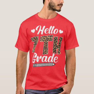T-shirt Hello Seventh Grade Back To School Leopard Teacher