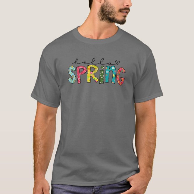 T-shirt Hello Spring , Happy Spring , Happy Easter (Devant)