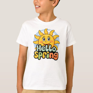 T-shirt Hello Spring : Soleil Souriant et Ciel Bleu