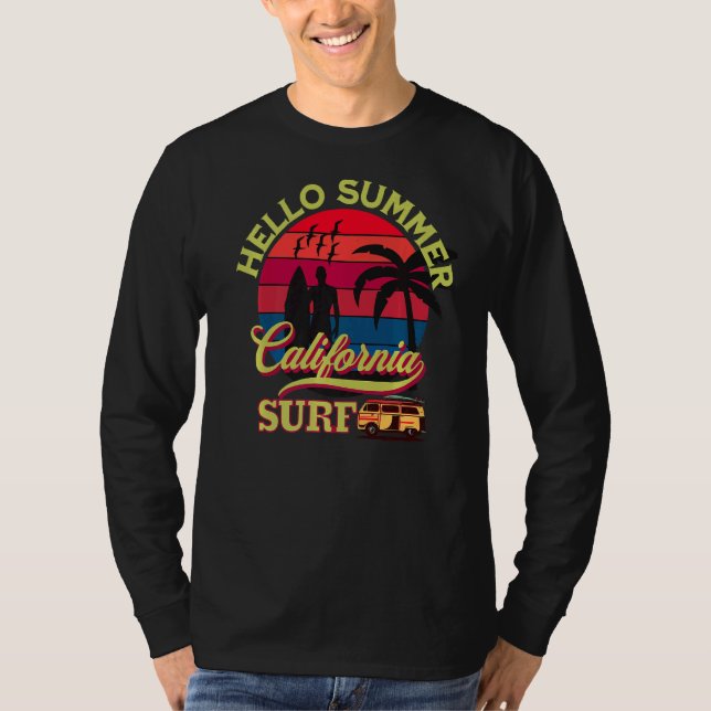 T-shirt Hello Summer California Dreaming Surf Beach (Devant)