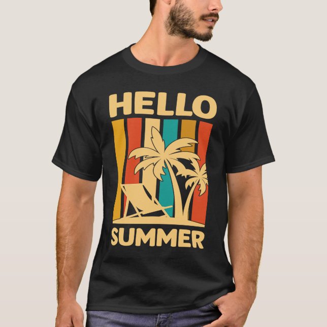 T-shirt Hello Summer Feeling Tropical Beach Summer Vacatio (Devant)