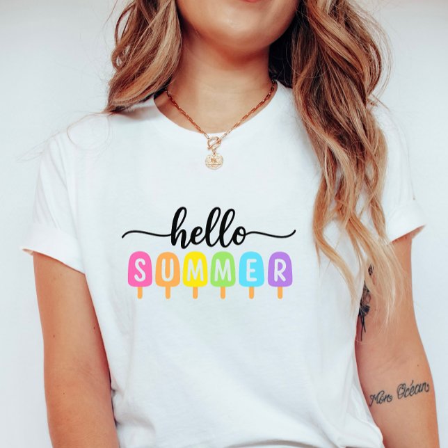 T-shirt Hello Summer Popsicle; Colorful Seasonal Teens (Créateur téléchargé)