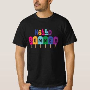 T-shirt Hello Summer Popsicles   Vacances d'été Cool