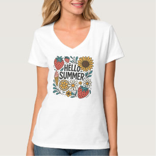 T-shirt Hello summer retro png|Hello summer strawberry