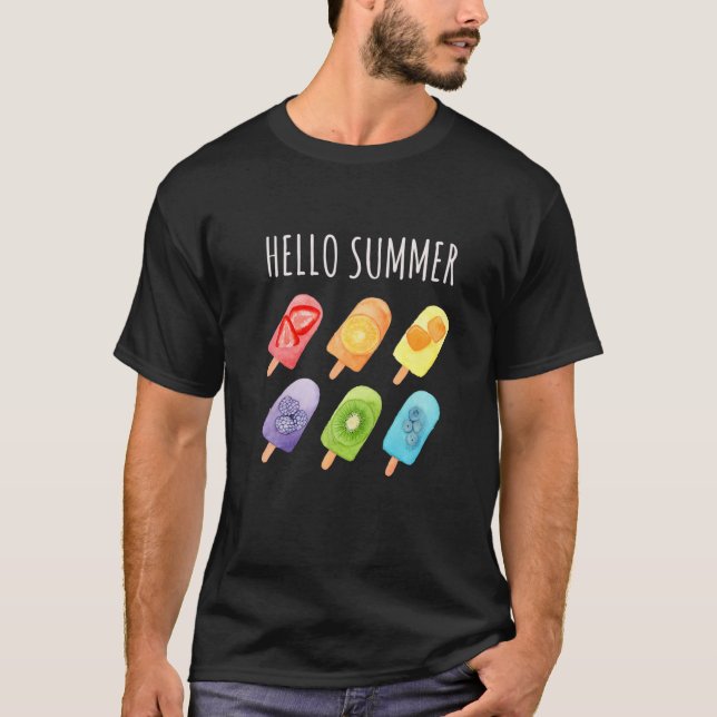 T-shirt Hello Summer Vacation Crème glacée Popsicle (Devant)