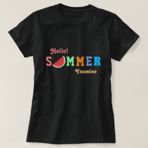 T-shirt Hello Summer Watermelon Pastel Colour Texte T-shir