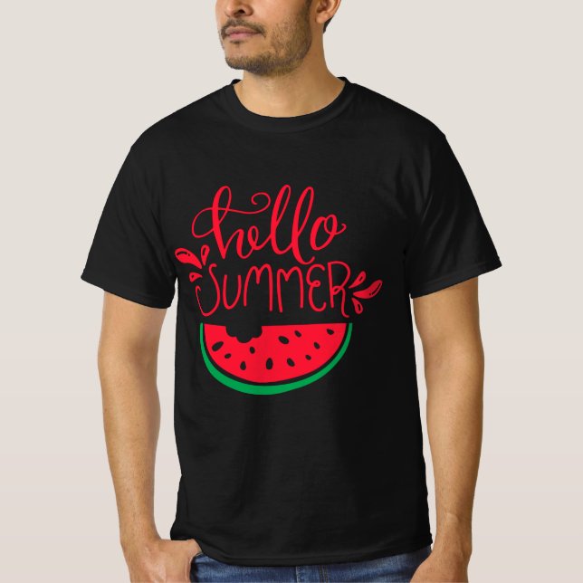 T-shirt Hello Summer Watermelon Slice Design (Devant)