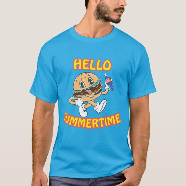 T-shirt Hello Summertime Hamburger et Cola (Devant)