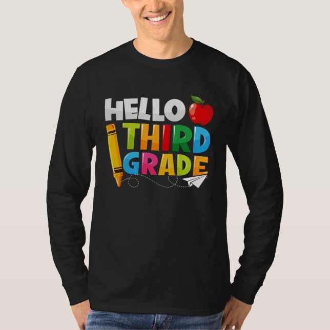 T-shirt Hello Third Grade Back To School 3rd Grade Boys Gi (Devant)