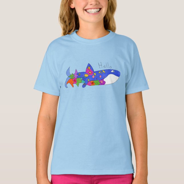 T-shirt Hello Whale Kids Shirt (Devant)