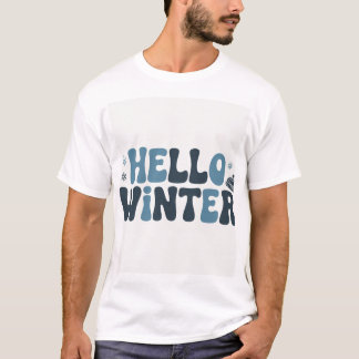 T-shirt Hello Winter Retro Groovy Aesthetic Typography Shi