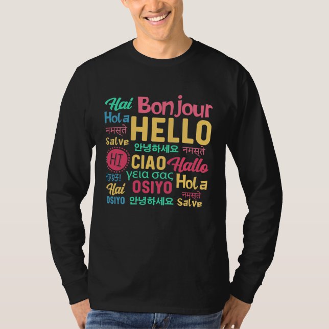 T-shirt Hello Word In Different Languages Travel Journey T (Devant)