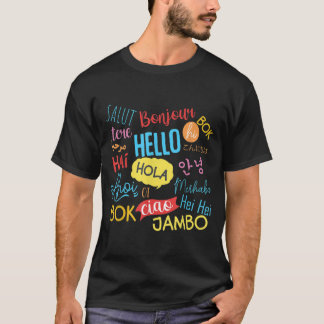 T-shirt Hello Word In Languages Different Travel Journey T