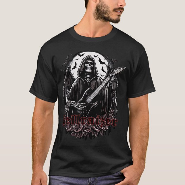 T-shirt HellRaizer Faucheuse Jouer de la guitare avec chau (Devant)