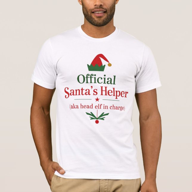 T-shirt Helper Head Elf officiel Père Noël (Devant)