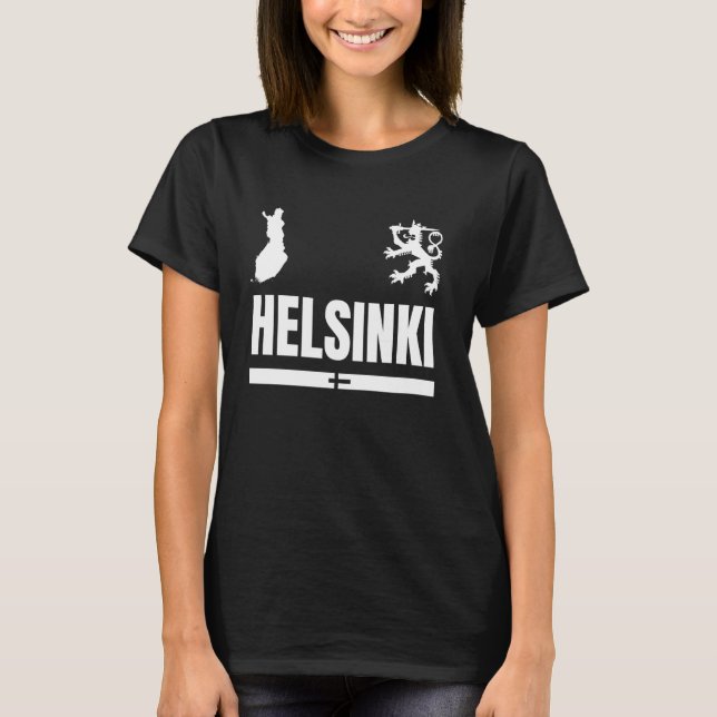T-shirt Helsinki avec drapeau finlandais, Emblème d'Helsin (Devant)