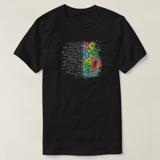 T-shirt Hémisphères du cerveau droit et gauche (Design devant)