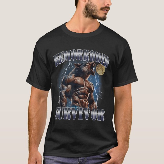 T-shirt Hemorrhoid Survivor Funny meme Wolf Embarrasser Ad (Devant)