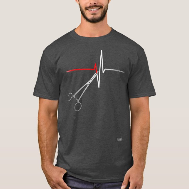 T-shirt Hemostat Heartbeat  for Surgery Nurses  Scrub (Devant)