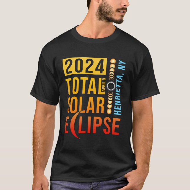 T-shirt Henrietta New York Total Solar Eclipse 2024 (Devant)