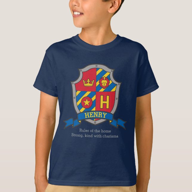 T-shirt Henry H nom signifiant bouclier des chevaliers de  (Devant)