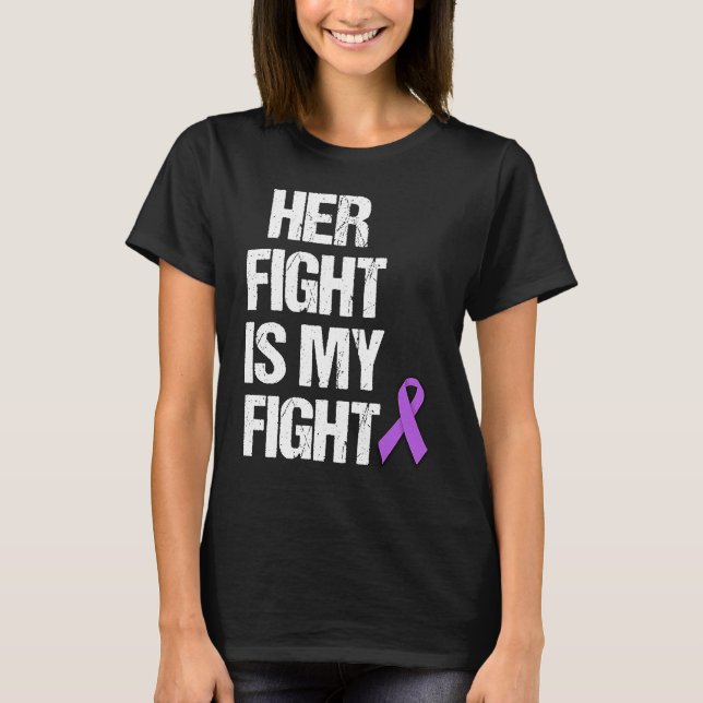 T-shirt Her Fight Is My Fight Purple Ribbon Epilepsy Aware (Devant)