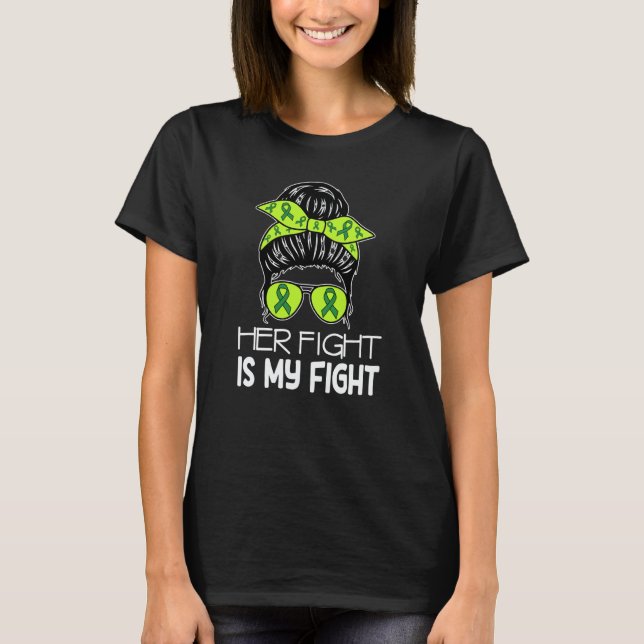 T-shirt Her Fight My Fight Cerebral Palsy Messy Bun CP Awa (Devant)