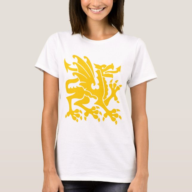 T-shirt Heraldic Dragon 01 - Ambre (Devant)