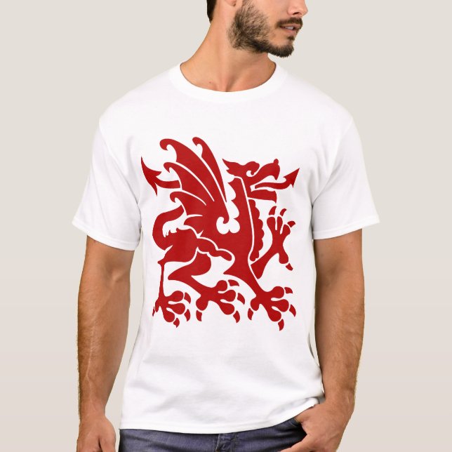 T-shirt Heraldic Dragon 01 - Ruby Red (Devant)