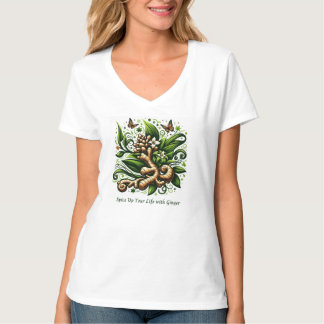 T-shirt Herbal "Épicez votre vie avec du gingembre"