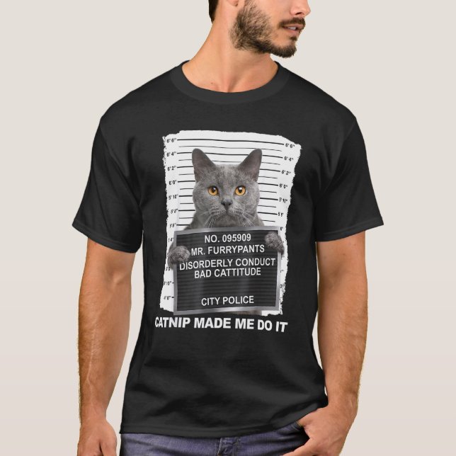 T-shirt Herbe à Chat M'a Fait Faire Ça  Chat (Devant)