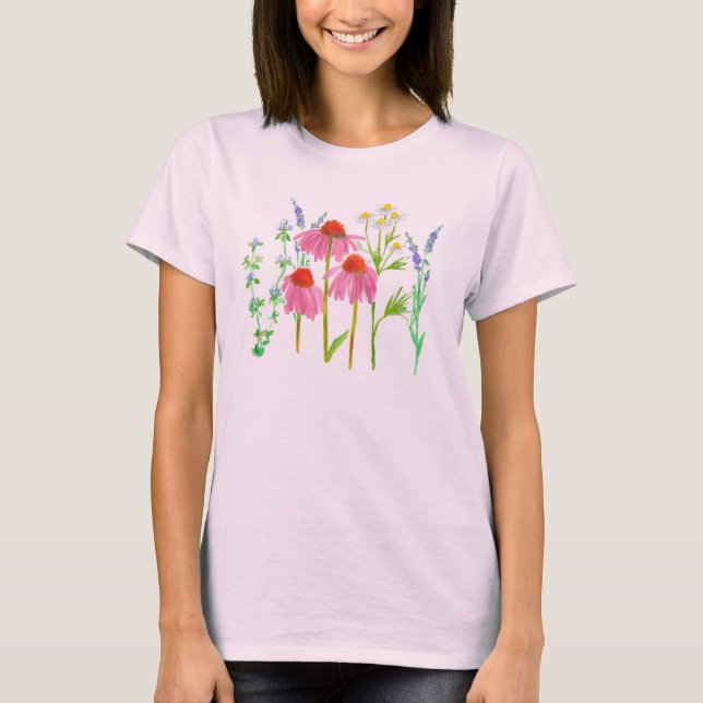 T-shirt Herbes Confleur Chamomile Fleurs de Lavande de thy (Devant)
