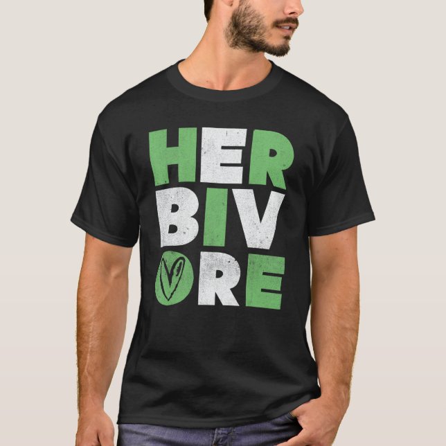 T-shirt Herbivore Powered by plants Vegan Veganism Vegetar (Devant)
