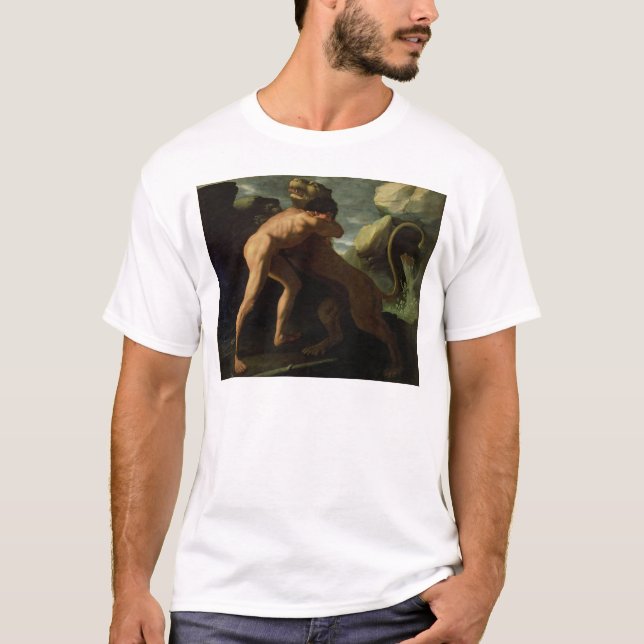 T-shirt Hercule combattant avec le lion de Nemean (Devant)