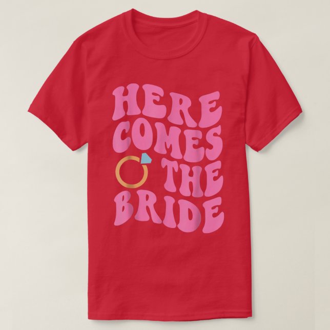 T-shirt Here Comes The Bride Wedding Ring Bearer Flower Gi (Design devant)
