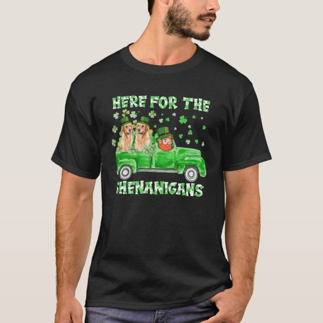 T-shirt Here For The Shenanigans Golden Retriever St Patri (Devant)