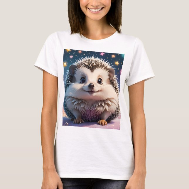 T-shirt Hérisson adorable avec étoiles et coeurs (Devant)