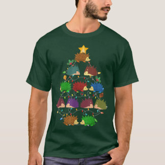 T-shirt Hérisson Arbre de Noël Lumières Ornement Décor Cad