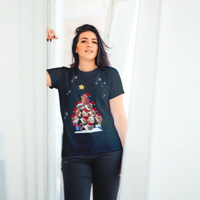 T-shirt Hérisson Arbre de Noël Père Noël Casquettes (Créateur téléchargé)