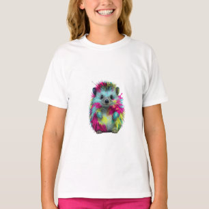 T-shirt Hérisson arc-en-ciel vibrant peinture éclaboussée