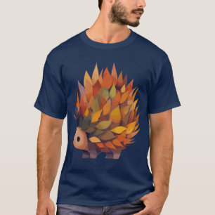 T-shirt Hérisson d'automne fait de feuilles drôle