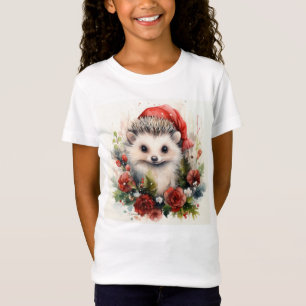 T-Shirt Hérisson de Noël mignon bébé animal fille